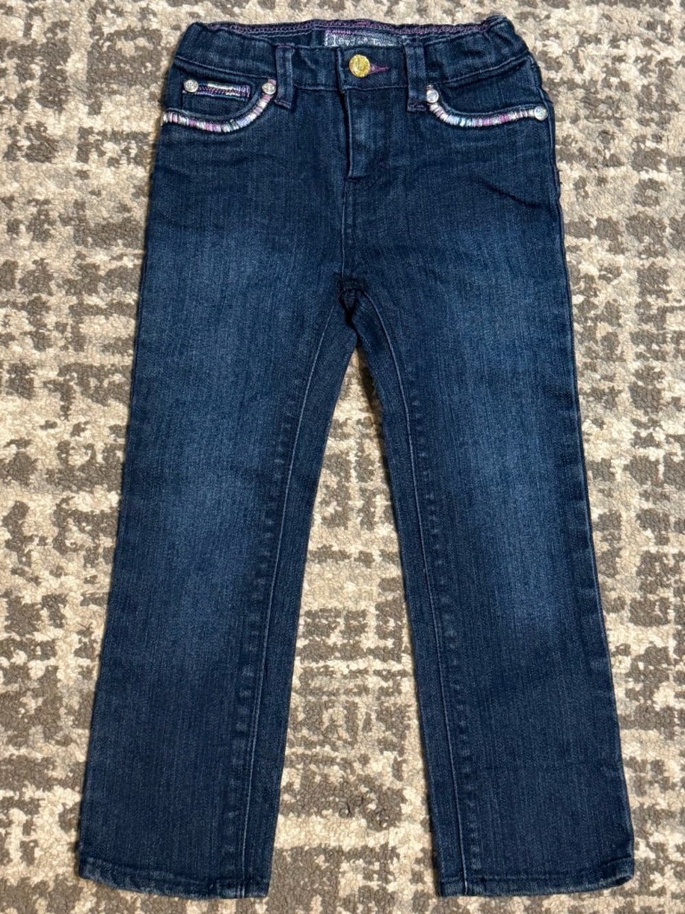Levi’s - Girls' Dark Blue Denim Jeans w/ Sequined Pockets/Buttons, Size - 4